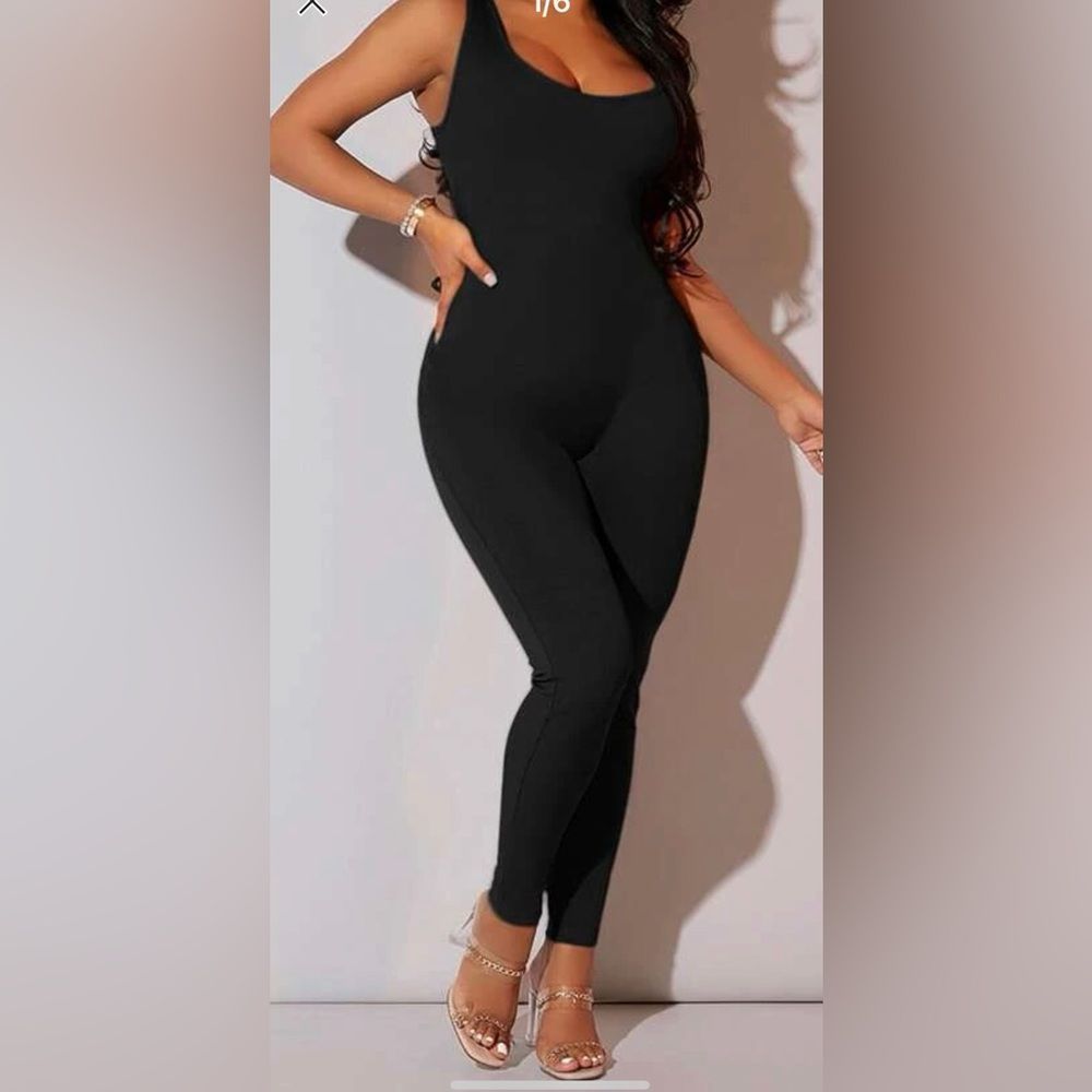 Solid Ribbed Knit Unitard Jumpsuit